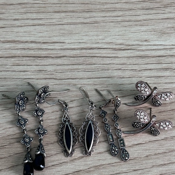 Marcasite 925 Sterling Silver (4) pairs - Picture 9 of 9